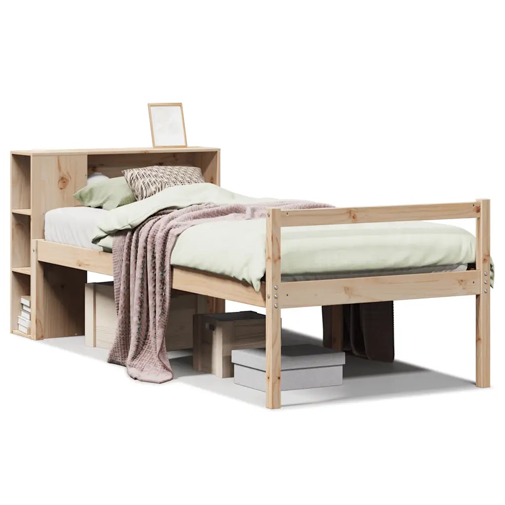 vidaXL Giroletto con Libreria senza Materasso 75x190 cm in Legno Pino