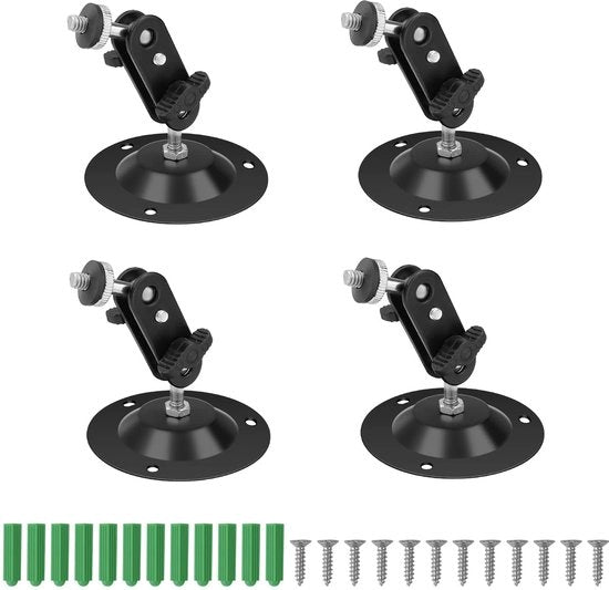 Montaggio per telecamere, 4-pack, per l'installazione interna ed esterna, nero, fissaggio regolabile 360 gradi per telecamere di osservazione della fauna.