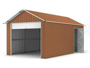 Casetta Box da Giardino in Lamiera di Acciaio 360x760x307 cm Legno