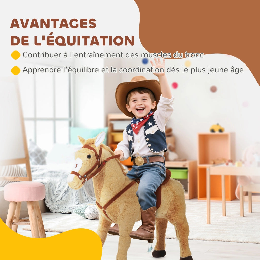 Casetta Bambini Cavallo Giocattolo con Suoni ¨C Zephmum ¨C Beige 85 cm