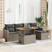Set Divano da Giardino 6 pz con Cuscini Grigio in Polyrattan 3327028