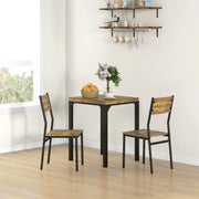 Tavolo da pranzo per 2 persone con 2 sedie, struttura in MDF e metallo, stile rustico, per cucina e sala da pranzo