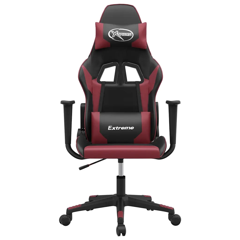 Sedia Gaming | Sedia da e-sports Massaggio Nero e Rosso Vino in Similpelle