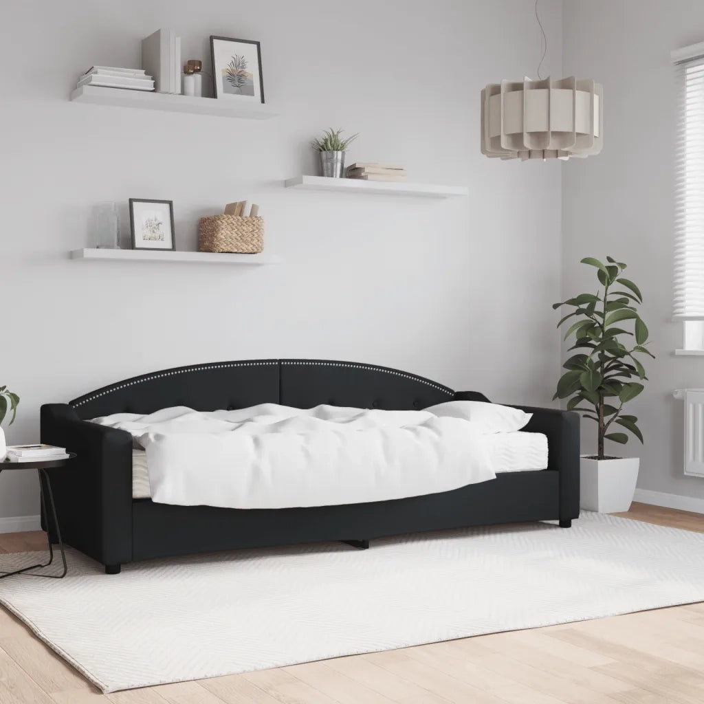 Divano Letto con Materasso-Sofa Letto-Daybed Nero 80x200 cm in Tessuto 145481