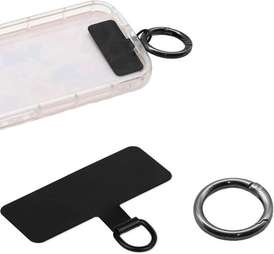 Supporto per telefono - Lus metallica nera per telefono con 1 veer metallica - Supporto per telefono portatile robusto - Ricambi per telefono cellulare - Cinturino per telefono cellulare per signore e signore