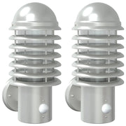 Set di 2 applique da esterno con sensore a infrarossi giardino 15 x 15 x 33,5 cm acciaio inox argento 02_0056570