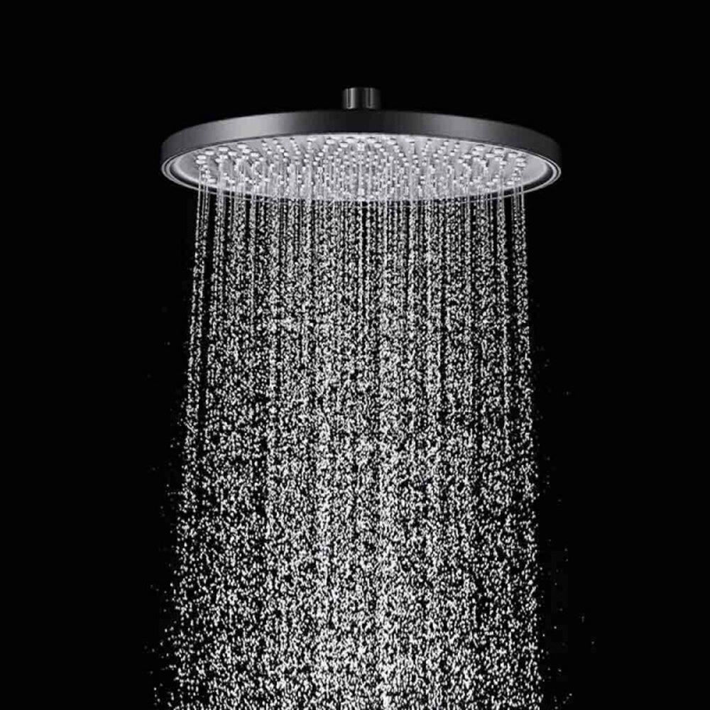 Trade Shop - Soffione Doccia Tondo Nero 22.5cm In Abs Bagno Miscelatore Filtro Anticalcare 87131 -