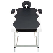 Lettino Massaggio Pieghevole 2 Zone in Alluminio Nero e Bianco CFW6022313
