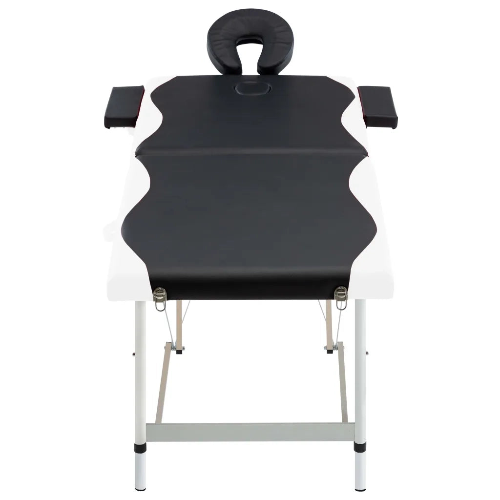 Lettino Massaggio Pieghevole 2 Zone in Alluminio Nero e Bianco CFW6022313