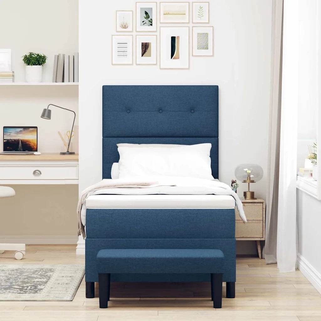 Letto a molle con materasso Blu 80 x 200 cm Tessuto