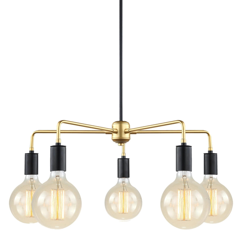 Lampadario Italux Malene moderno nero oro 5xE27 dimmerabile