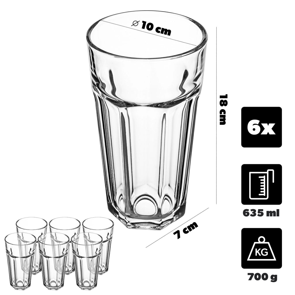 Set di 6 bicchieri KADAX da 635 ml per succhi di frutta, alti e spessi.