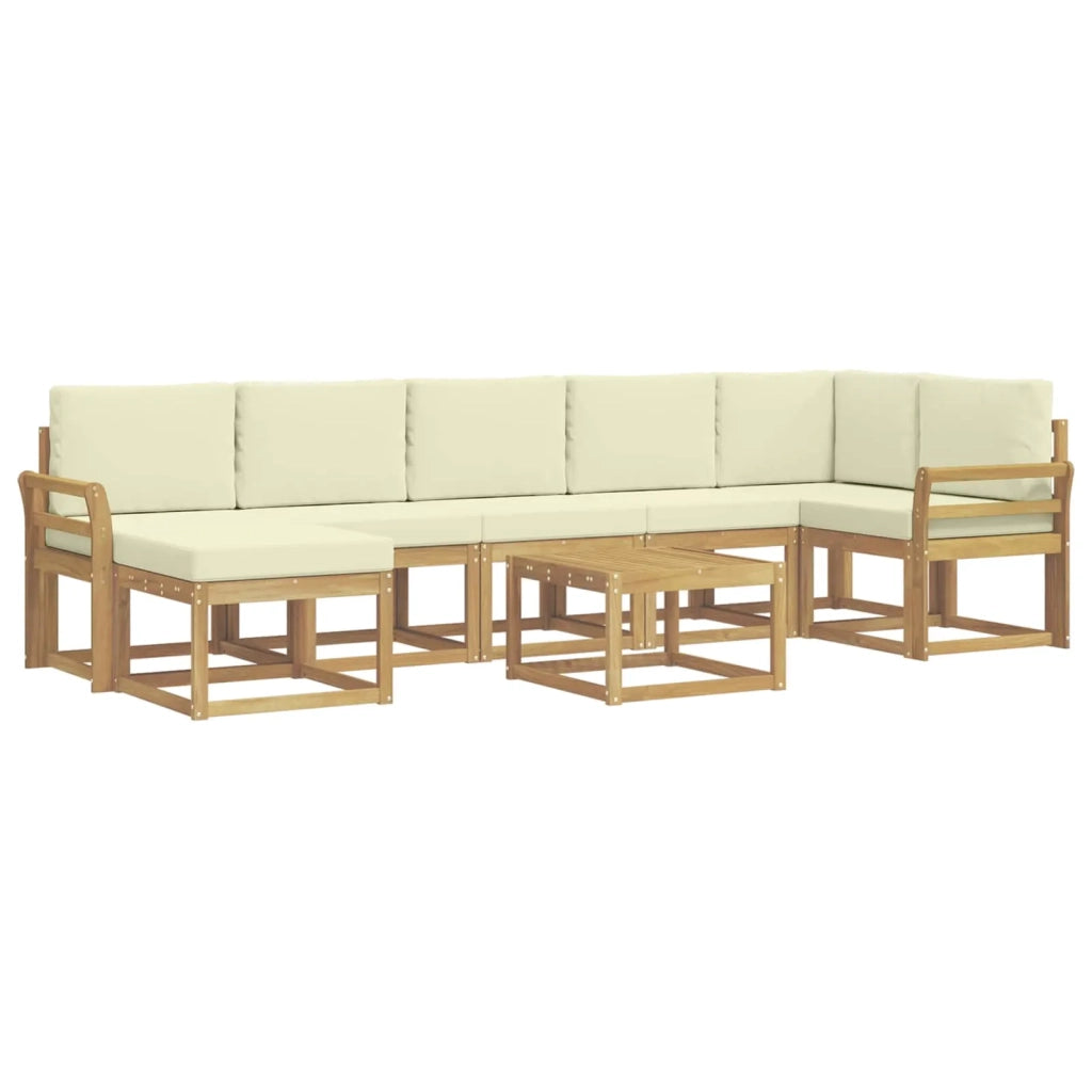 Set di divani da esterno 8 pz Bianco e Crema Poliestere 3387979