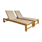 Set 2 lettini prendisole in legno multiposizione con ruote, beige