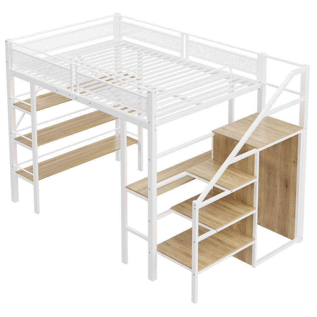 LETTO A SOPPALCO Multifunzionale 140x200 cm in Metallo Bianco