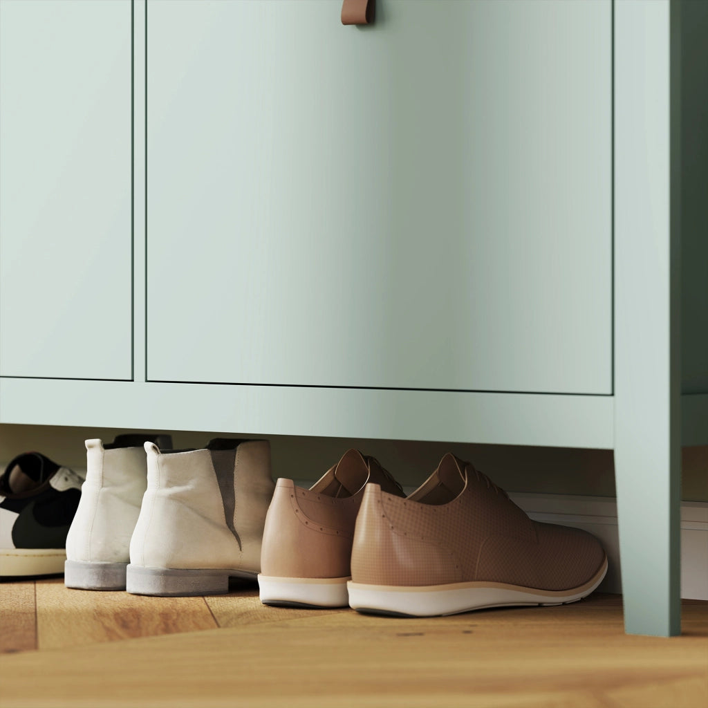 Scarpiera Slim 4 Cassetti per 20 Paia di Scarpe  105x24x95,5cm con Ripiani Regolabili in Legno Verde