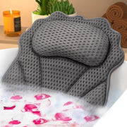Ergonomico luxe cuscino per doccia con supporto per testa, collo, spalle e schiena, cuscino per doccia 4D per vasca da bagno con 6 fori di aspirazione potenti, adatto per tutte le vasche da bagno