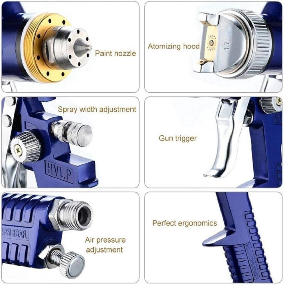 Trade Shop - Pistola Per Verniciare A Spruzzo Hvlp Aerografo Con Ugello Da 1,4mm Coppa 600cc -