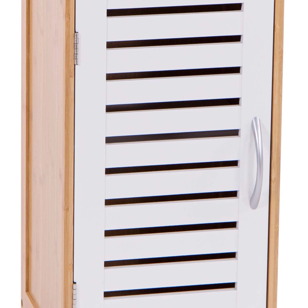 Adelaide - mobiletto multiuso con 1 ripiano e 1 anta - 30x30x96h cm naturale/bianco