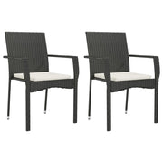 Sedie da Giardino con Cuscini 2 pz | Sedie da Esterno in Polyrattan Nere