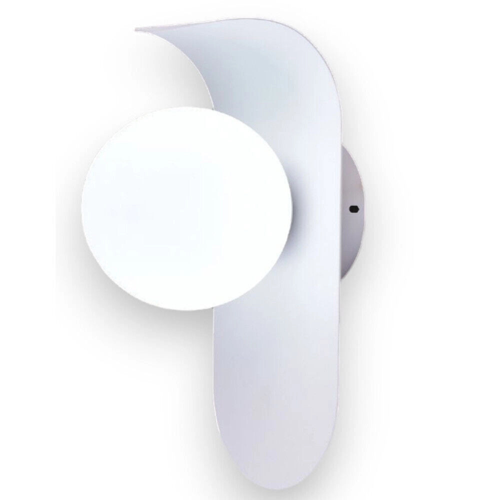 Applique da parete moderno lampada muro decorativa metallo bianco con sfera G9