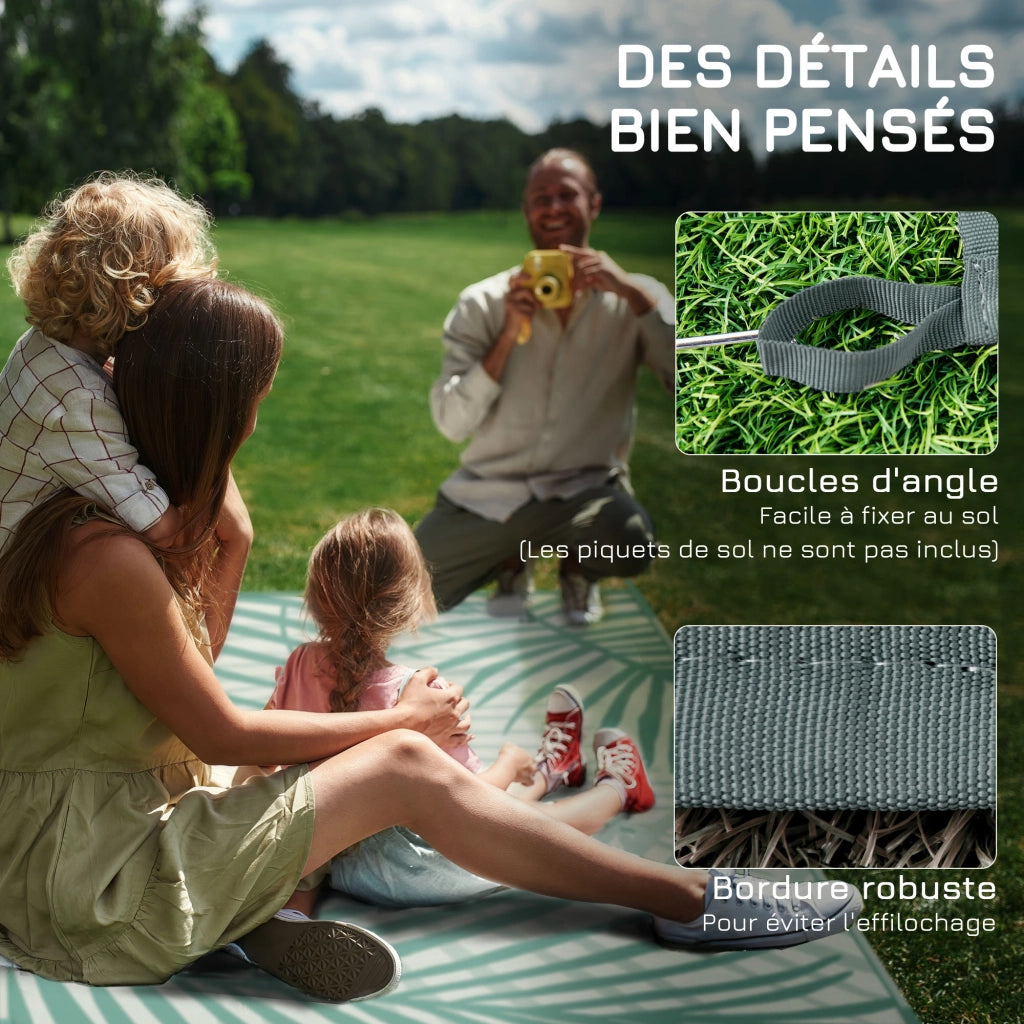 Tappeto da giardino esterno reversibile impermeabile ¨C zephmum ¨C verde 365x274 cm con sacco di trasporto