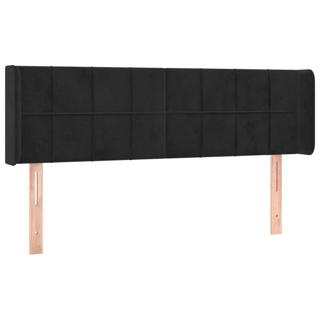 Testiera ad Orecchio Nera 147x16x78/88 cm in Velluto 3118818