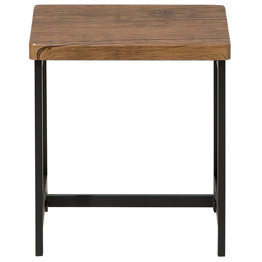 Set da pranzo in legno scuro piano rettangolare 120 x 75 cm struttura in metallo Nero 4 posti con sgabelli