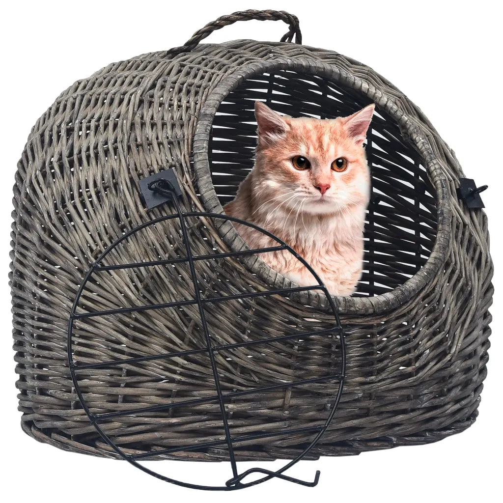 Trasportino per Gatti Grigio 60x45x45 cm in Salice Naturalecod mxl 129387