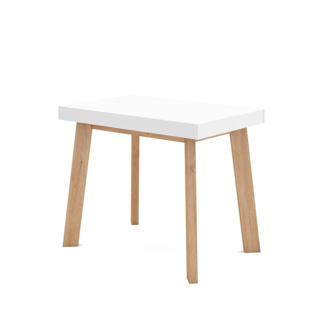 Consolle allungabile, 222x90x73cm, Per 10 persone, Gambe in legno, Bianco RF3061