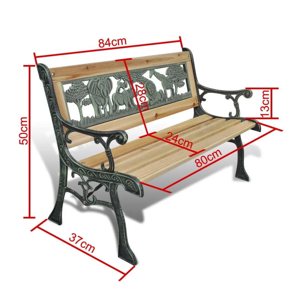 Panchina da Giardino-Panca da esterno per Bambini 84 cm in Legno