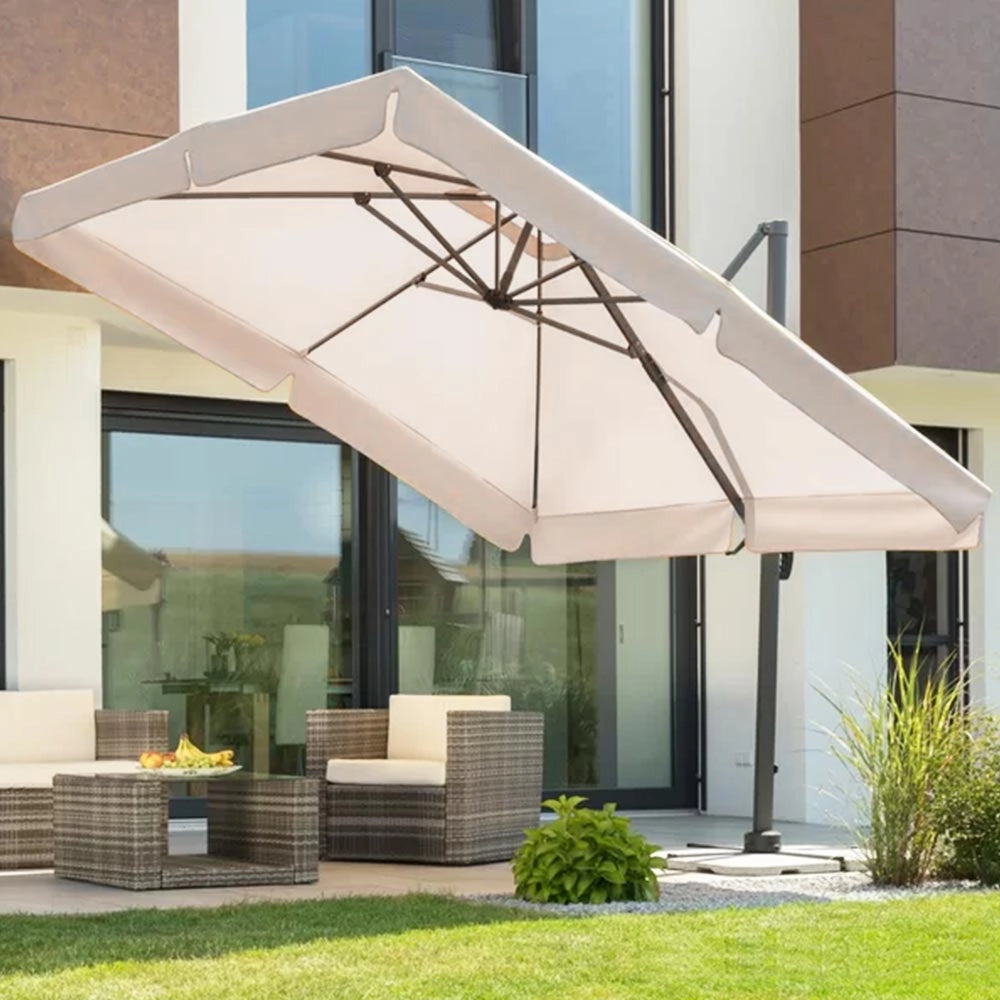 Ombrellone Giardino Decentrato 2.5x2.5MT Alluminio Inclinabile Girevole Airvent Ecrù