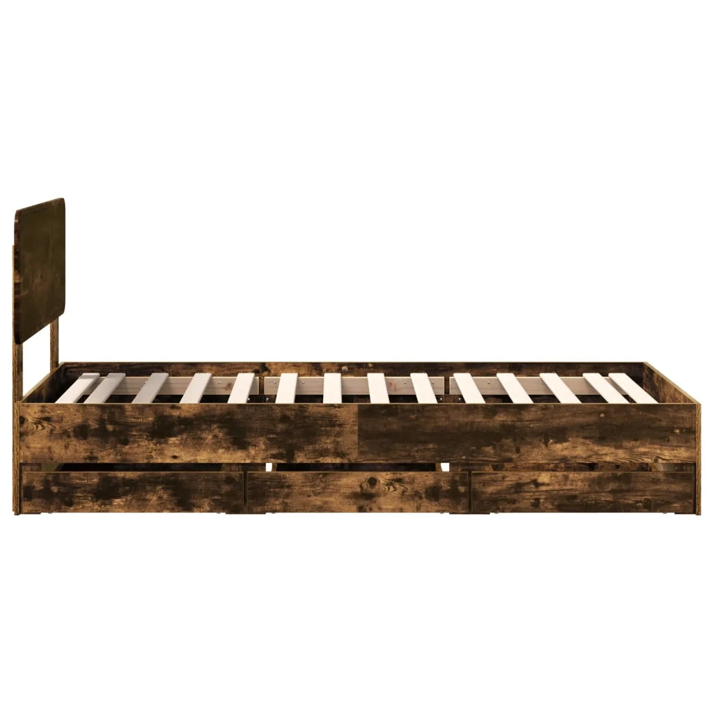 Struttura del letto con cassetto Quercia Affumicata 75 x 190 cm