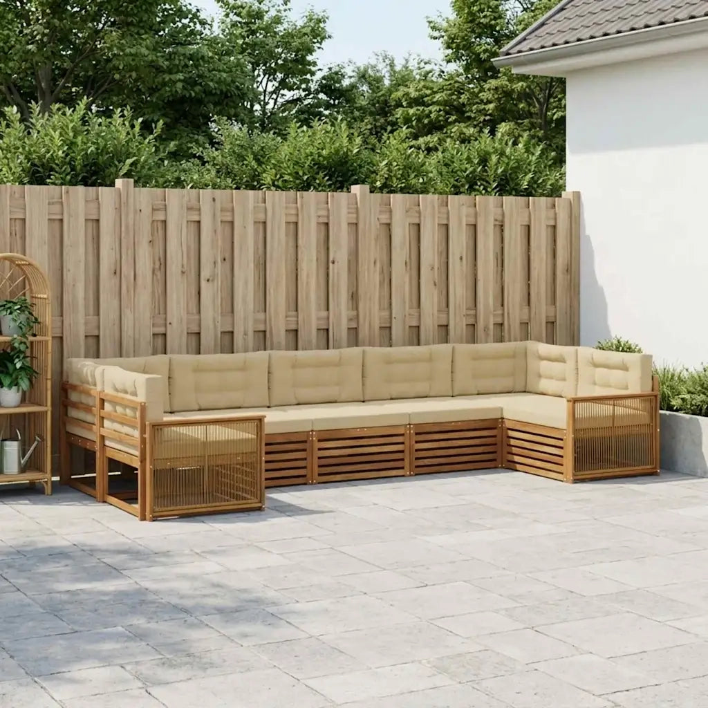 Set di divani da esterno con cuscino 7 pcs Naturale e Beige