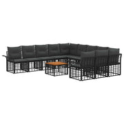 Set di divani da esterno 12 pcs Nero e Grigio scuro Poliestere