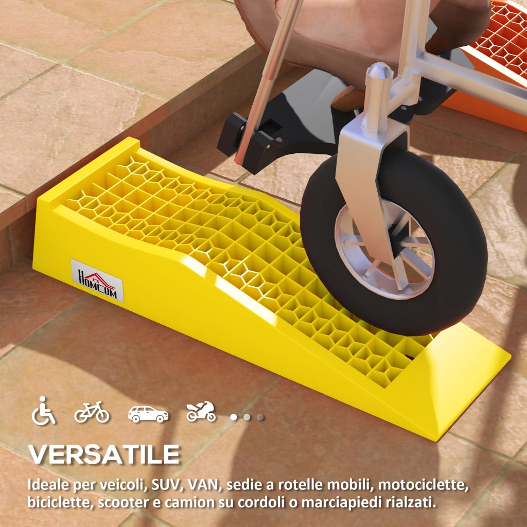 Set 2 Rampe di Carico in Plastica per Auto con Capacit¨¤ 3 Tonnellate e Superficie Antiscivolo. Giallo