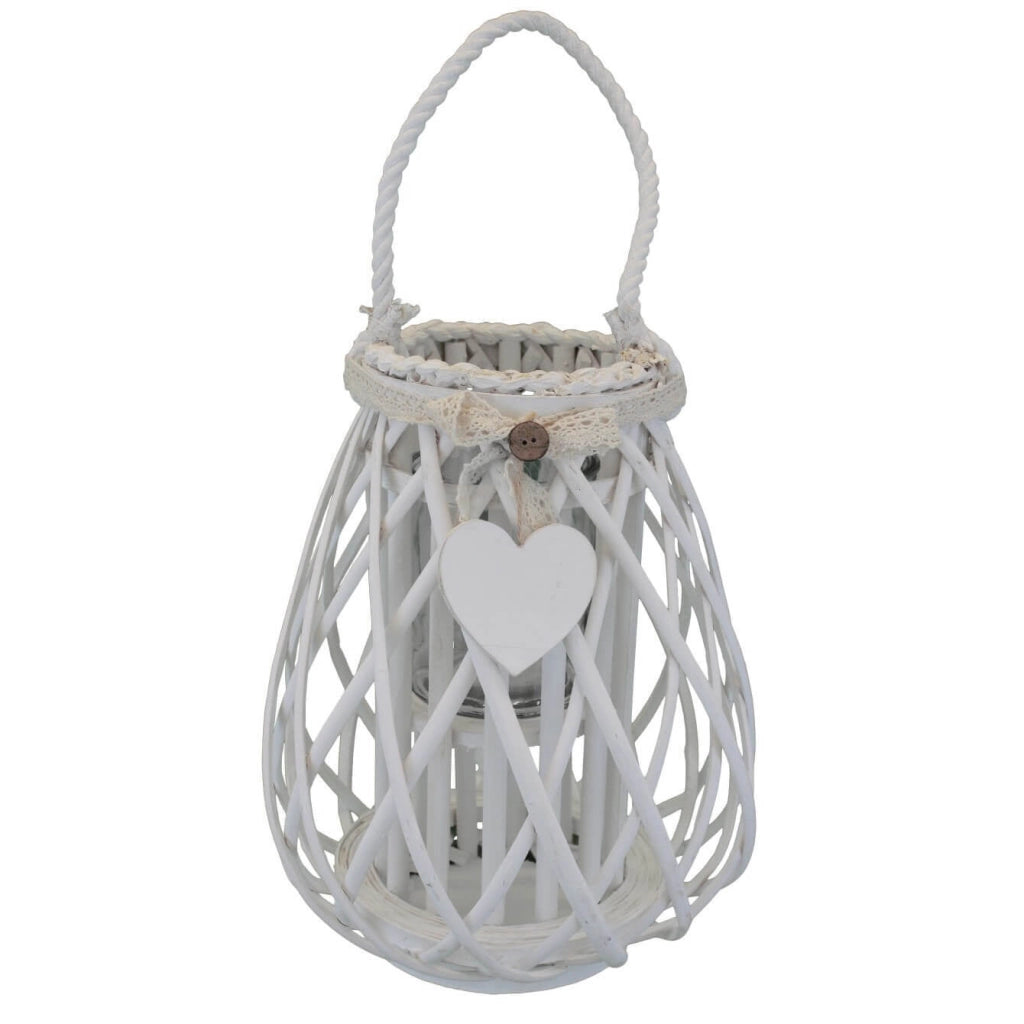 Lanterna in Vimini Rotonda in Vimini Vetro cm 18x18x43 - TREV