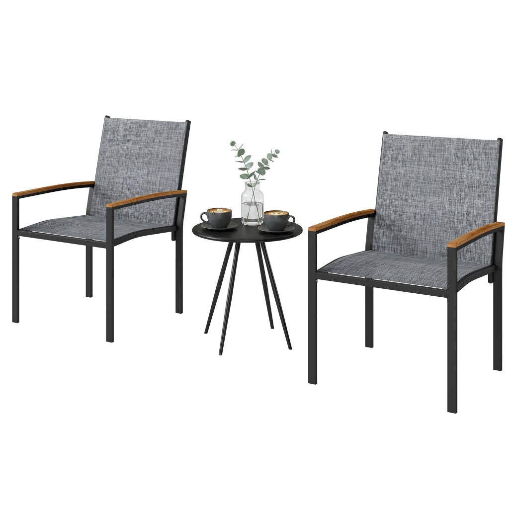 Set Bistr¨° 3 Pezzi Sedie e Tavolo ¨C Xylo ¨C Grigio Metallo Rete