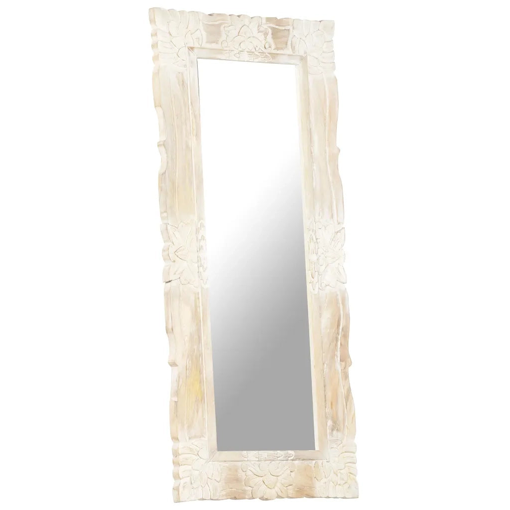 Specchio Bianco 110x50 cm in Legno Massello di Mango 321634
