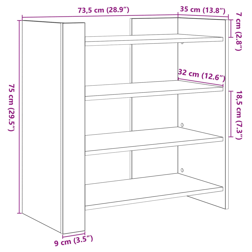 Credenza Grigio Sonoma 73,5x35x75 cm in Legno Multistrato 848393