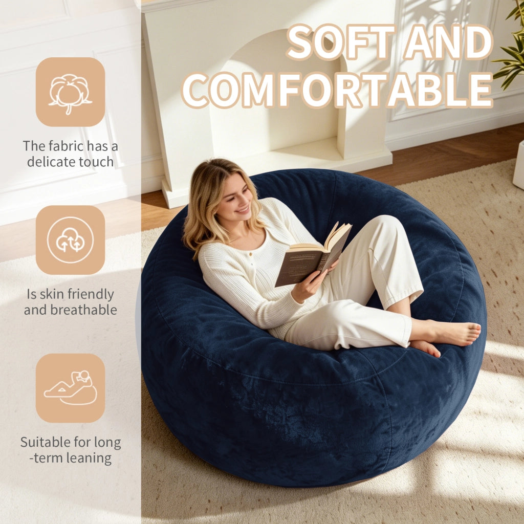 Pouf 4FT con supporto allevia pressione e forma personalizzabile come poltrona relax e letto ospiti in spugna blu