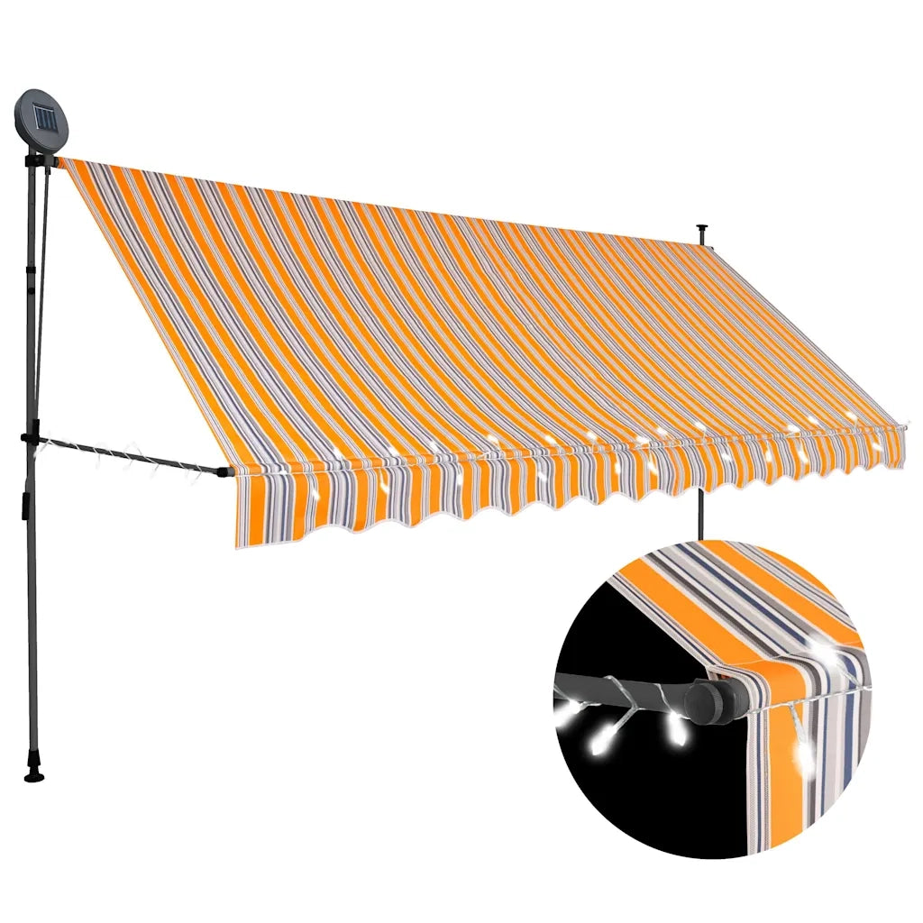 Tenda da Sole Retrattile Manuale con LED 350 cm Gialla e Blu 145853