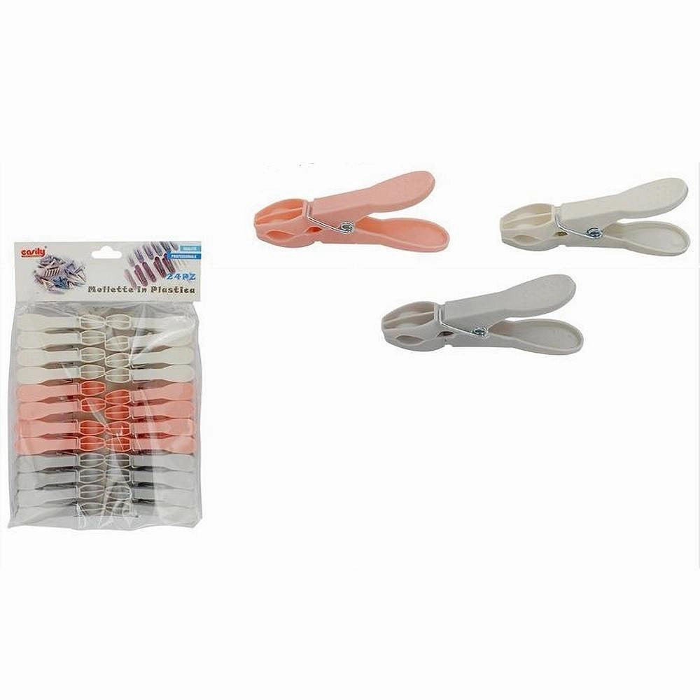 Trade Shop - Set 24pz Mollette In Plastica Multiuso 8 Cm Pinze Bucato Panni Colori Vari 69539 -