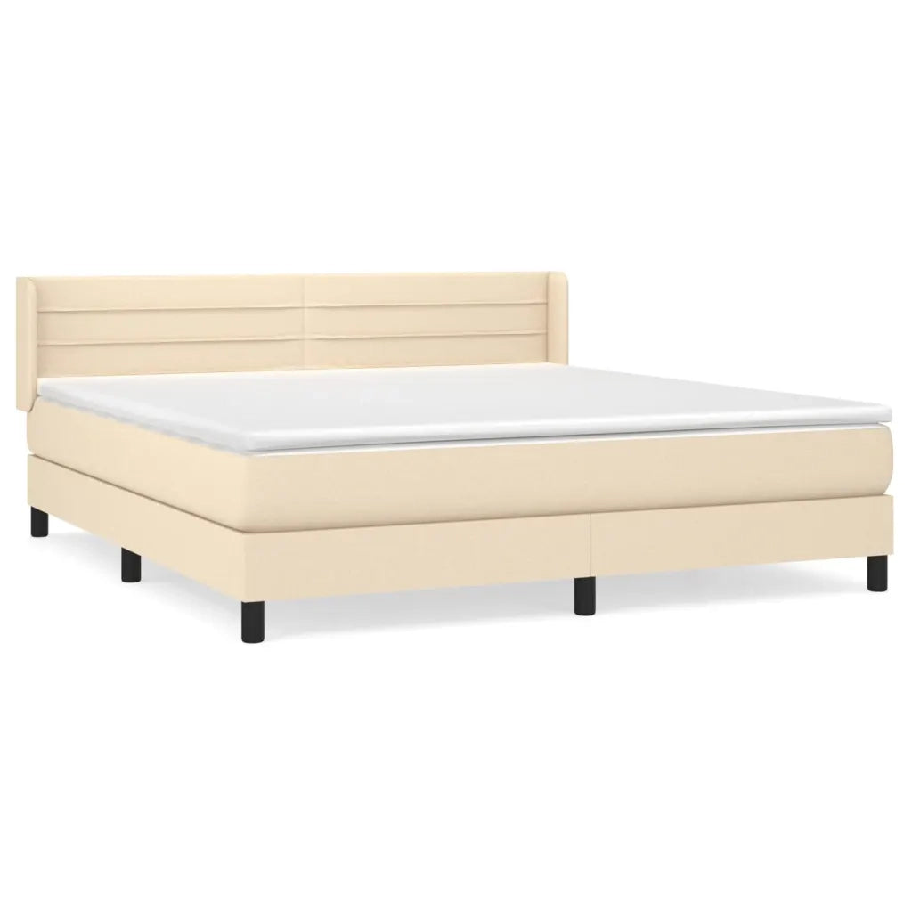 Giroletto a Molle con Materasso Crema 160x200 cm in Tessuto