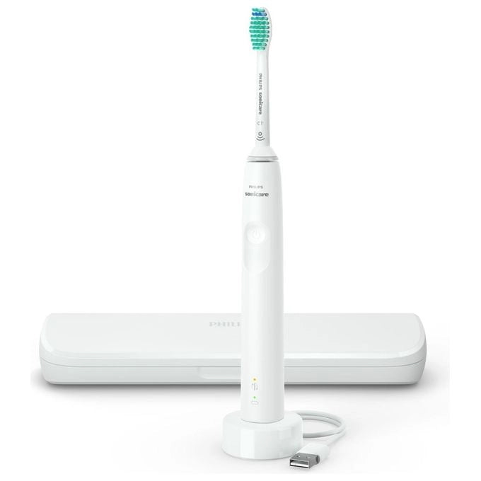Philips 3100 series Sonicare Spazzolino Elettrico Sonico Bianco, con custodia da viaggio HX3673/13
