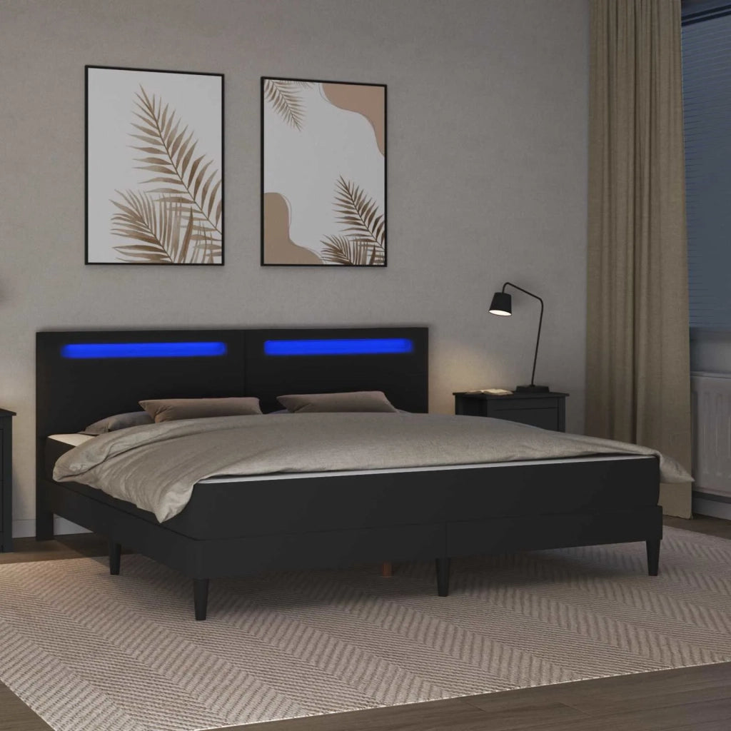 Struttura letto con materasso Nero 200 x 200 cm Similpelle 3414922