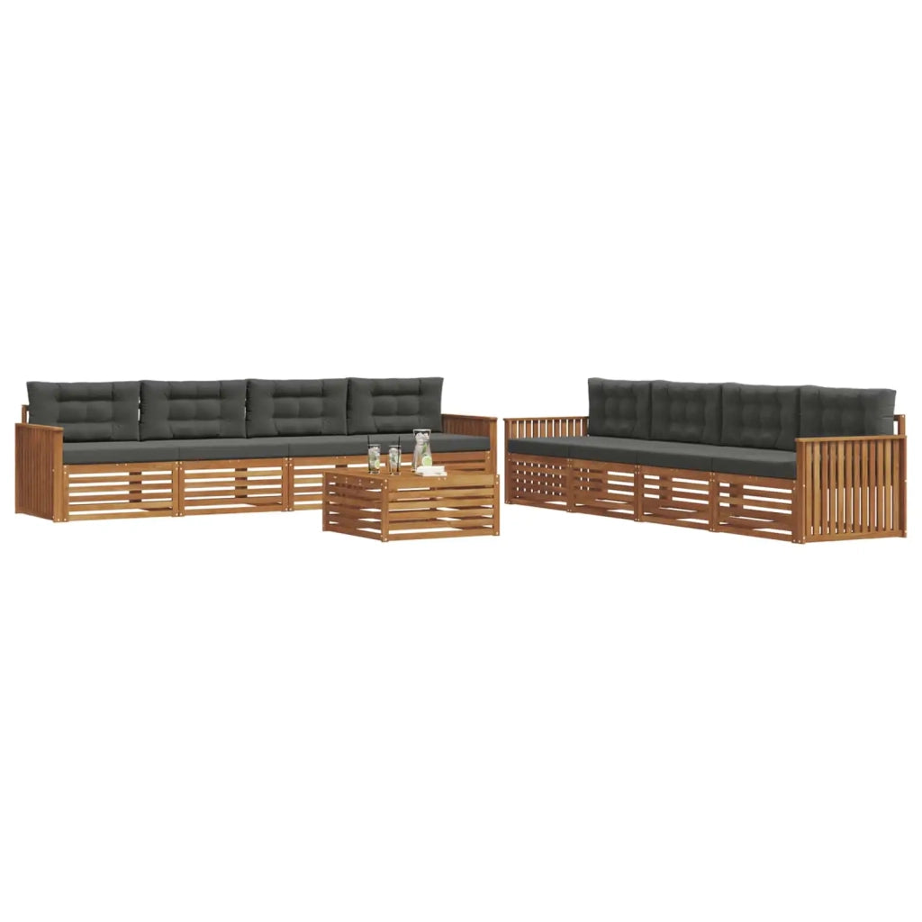 Set di divani da esterno con cuscino 9 pcs Naturale e Antracite 3373217