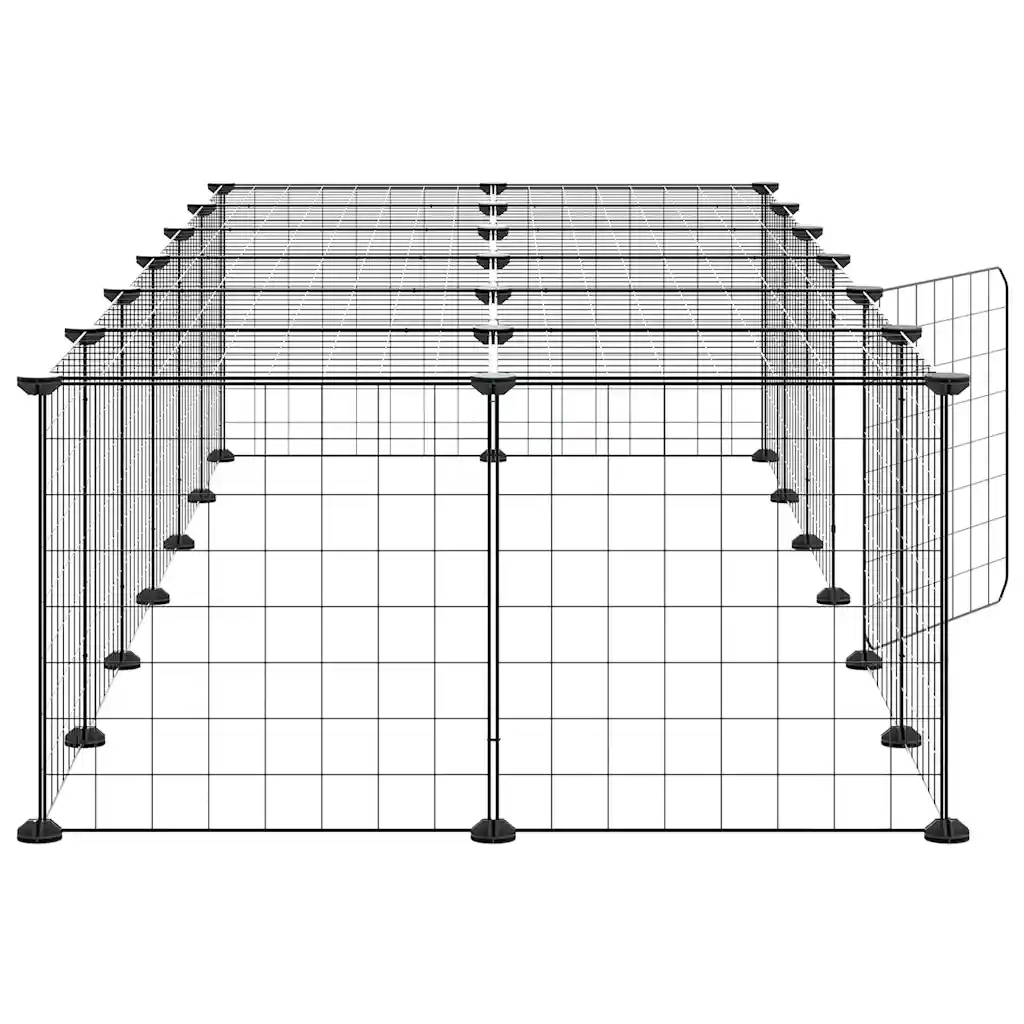 Gabbia per Animali 28 Pannelli con Porta Nero 35x35 cm Acciaio 3114056
