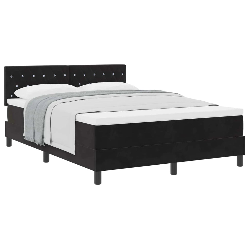 Letto a molle con materasso Nero 140 x 190 cm Velluto 3339106