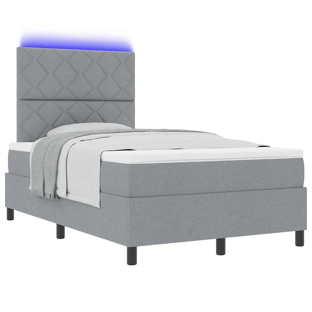 Letto a molle con materasso Grigio chiaro 120 x 190 cm Tessuto